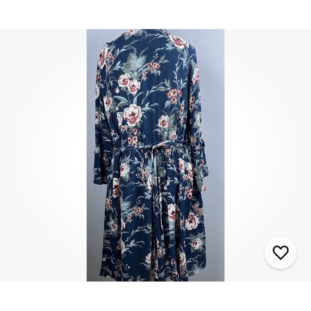 Band of Gypsies NWT Dark Floral Boho Bell Sleeve Midi Dress Large - Picture 4 of 11